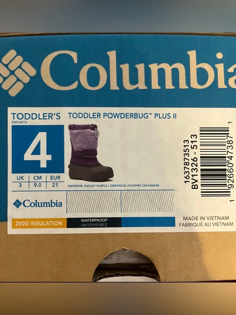 Columbia Baby Toddler Girls Powerbug 2 Plus Snow Winter Boots 4C